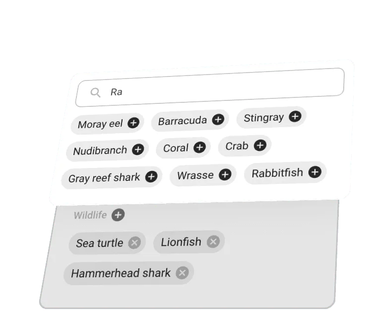 Screenshot of the Wildlife and Equipment feature in Underwaterly